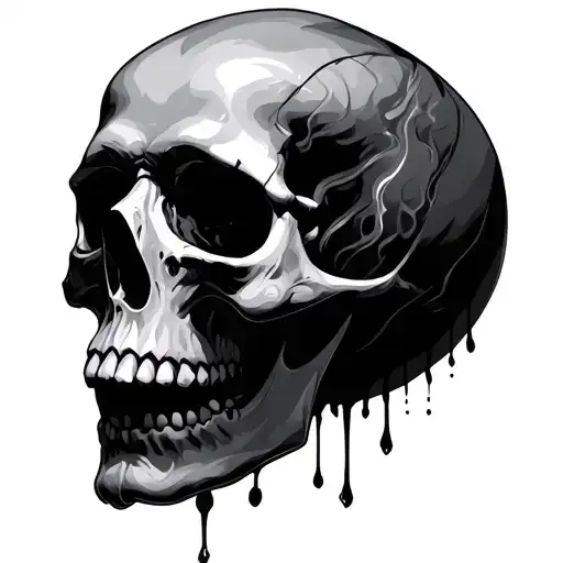 surreal smokey skull  tattoo design idea