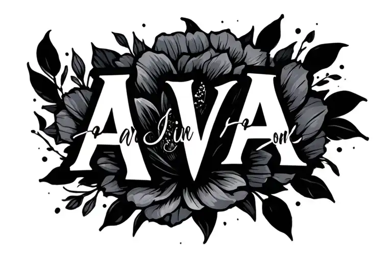 name written AVA tattoo design idea