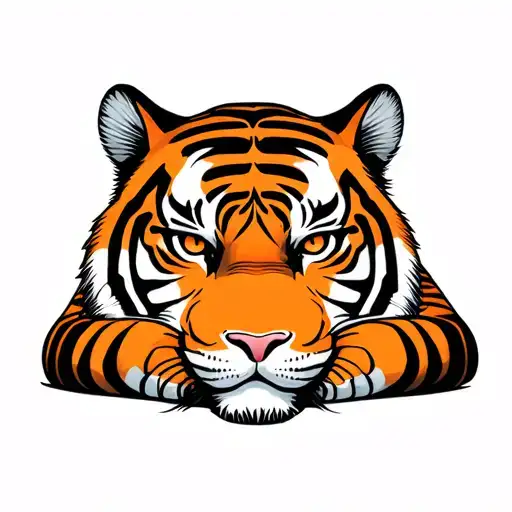 tiger resting arms and head tattoo design idea