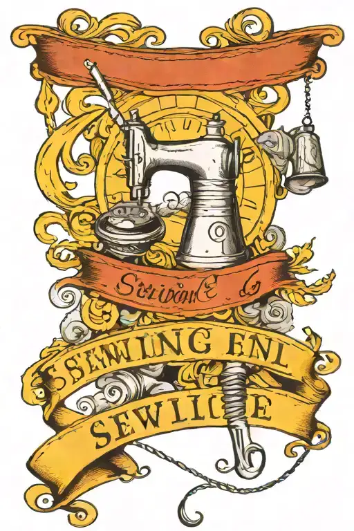 vintage sewing theme, with hand, needle, measuring tape, and thimble. Suzie Q scripted above or below.  tattoo design idea