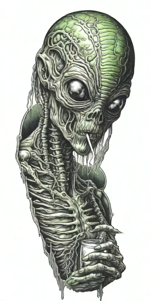 Alien smoking weed tattoo design idea