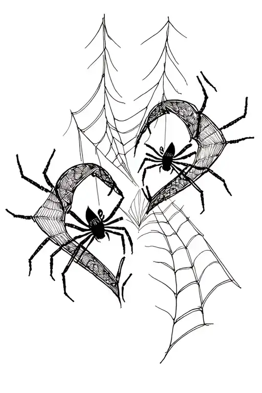 2 spiders making a web into a heart tattoo design idea