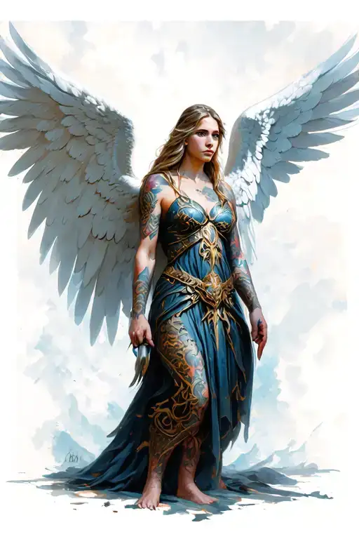 warrior angel guardian protector  tattoo design idea