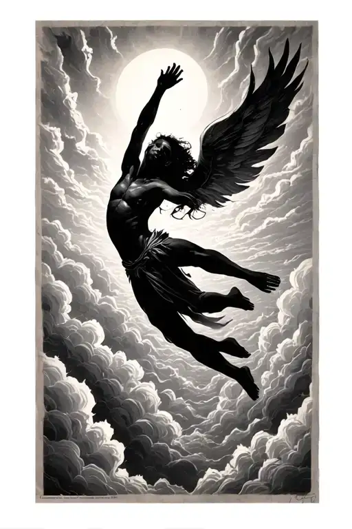 human silouette floating into heaven tattoo design idea