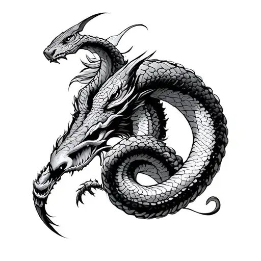 serpent yormungana fights with Thor tattoo design idea