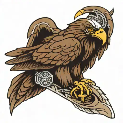 Cross in the hands of an eagle tattoo design idea