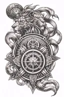lion and compass with halligan fallen firefighter tattoo design idea