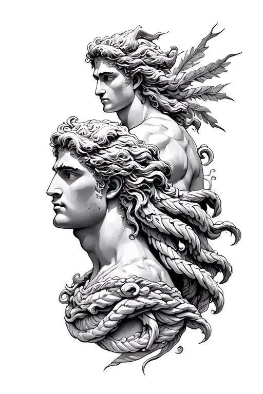 greek gods and olympus and gorgons tattoo design idea