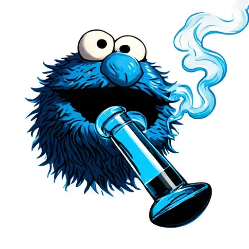cookie monster smoking a bong tattoo design idea