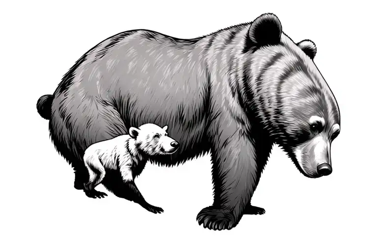 momma bear with 2 cubs  tattoo design idea