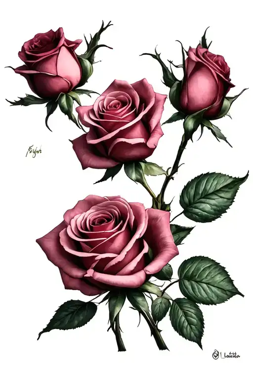 rose for my wife when i met her face tattoo design idea