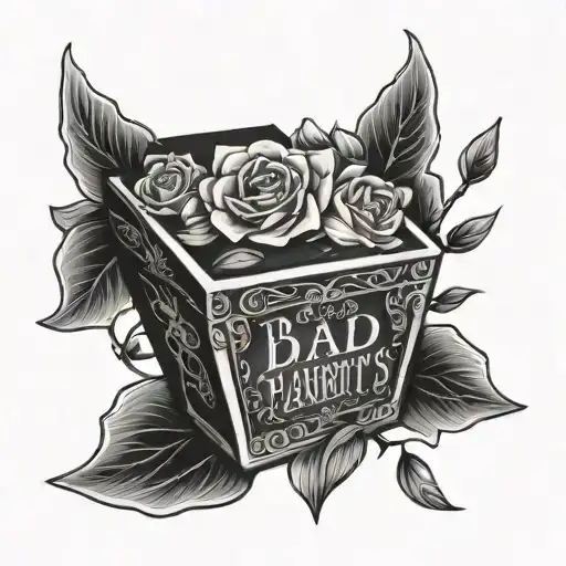 coffin with flowers and wording bad habits  tattoo design idea
