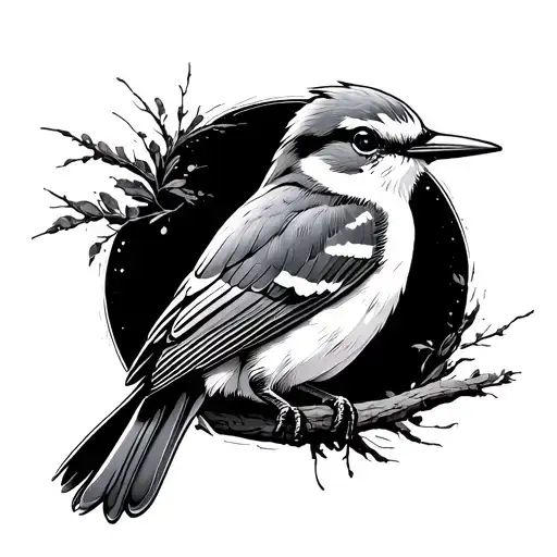 perched scissor tailed flycatcher line art tattoo design idea