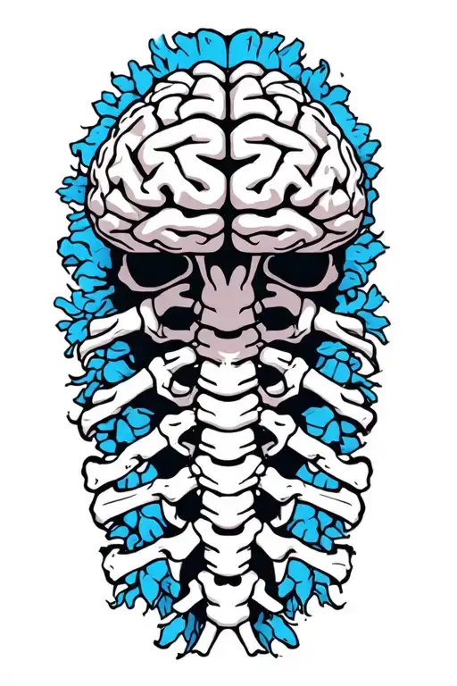 Brain attached to spine tattoo design idea