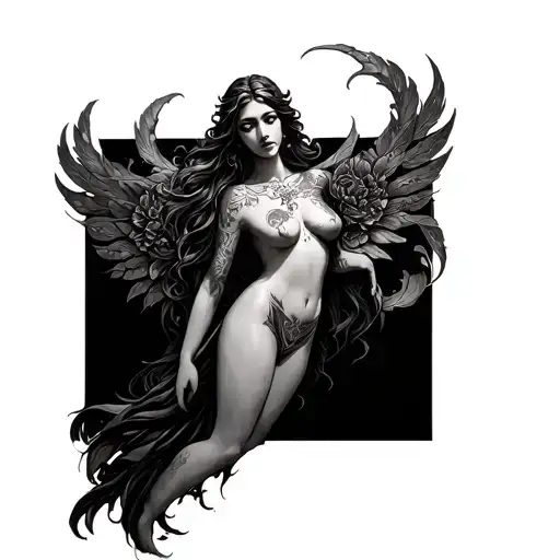 A Virgo goddess with beautiful limbs and a beautiful appearance (no need for disabled models) tattoo design idea