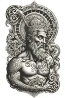 RELIGION TATTOO IN FRON OF THE BICEP tattoo design idea