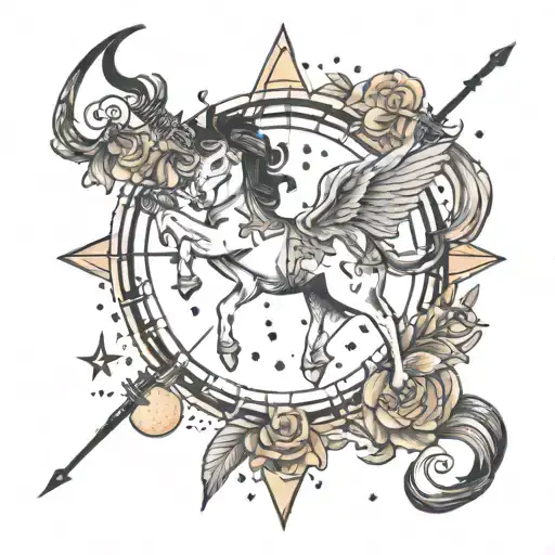 Sagittarius constellation tattoo design idea