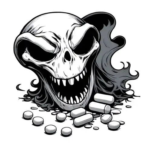 Casper the ghost mean pills spilled tattoo design idea