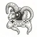 Aries ram with a chef's hat playing a video game controller tattoo design idea