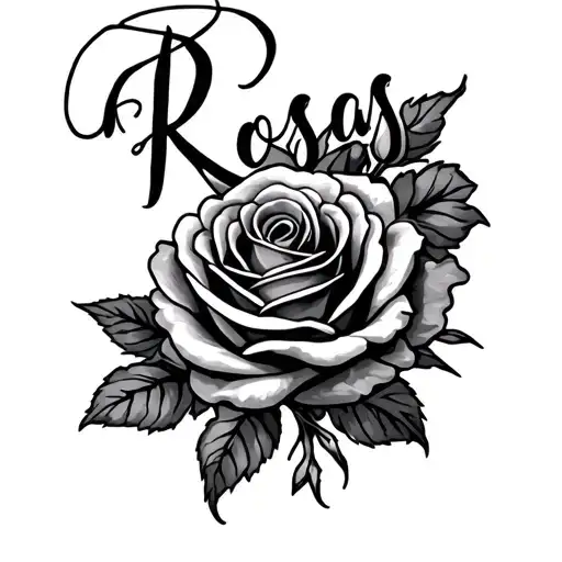 Rosas last name written vertically tattoo design idea