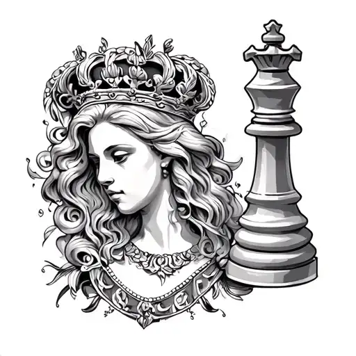 queen chess piece tattoo design idea