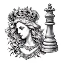 queen chess piece tattoo design idea