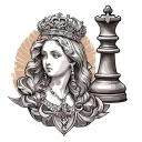 queen chess piece tattoo design idea