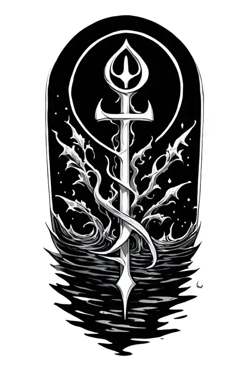 dwennimmen symbol surrounded by water tattoo design idea