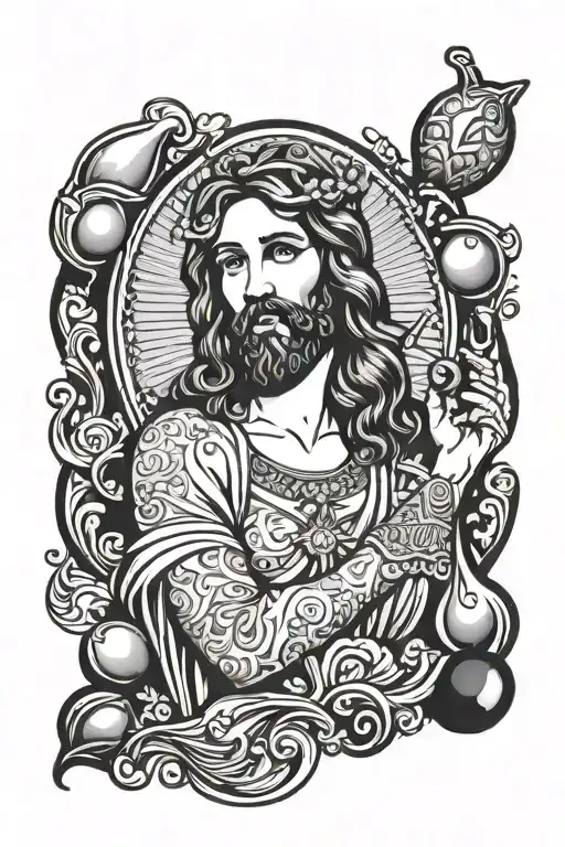 jesus in drag as pinup with maracas tattoo design idea