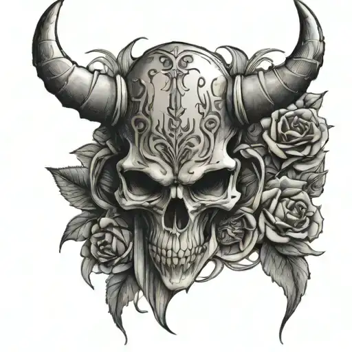 capricon skull and solomon seal amulet tattoo design idea