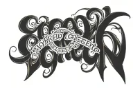 the word Lofgren in fancy script lettering tattoo design idea