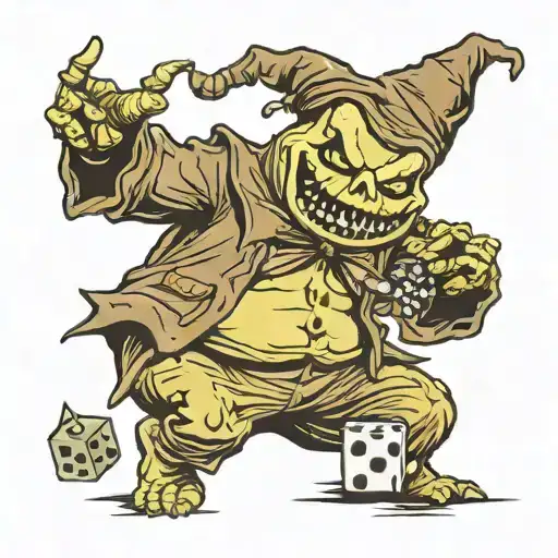 oogie boogie playing with dice tattoo design idea