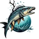 underwater hunting sport tattoo design idea