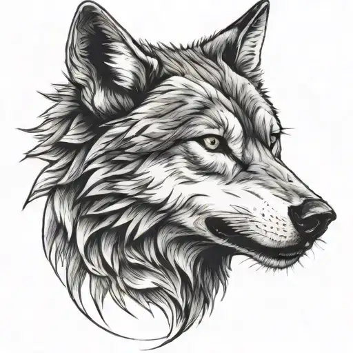 Protective Animal (Upper Arm): Alpha Wolf on the upper shoulder, showing strength, l tattoo design idea
