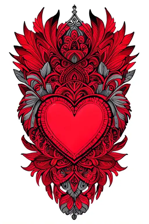 intricate mandala design incorporating elements heart and feathers tattoo design idea