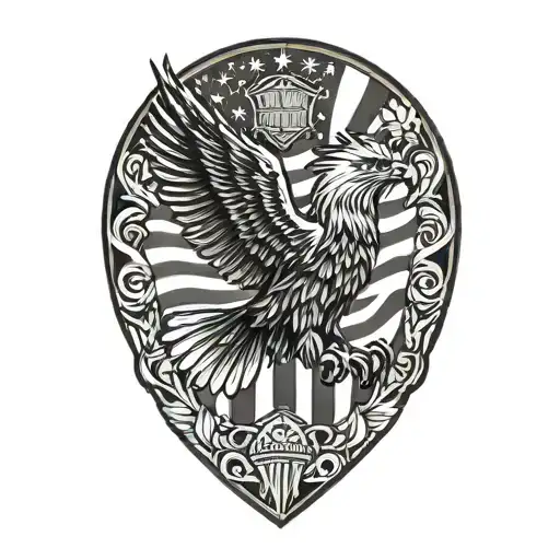 Flag Eagle perched tattoo design idea