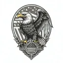 Flag Eagle perched tattoo design idea