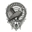 Flag Eagle perched tattoo design idea