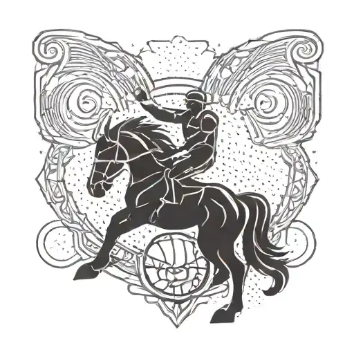 A tattoo featuring the Detroit Pistons logo intertwined with a horse silhouette tattoo design idea