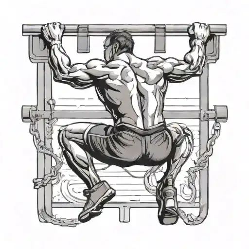 Pull ups workout scene tattoo design idea