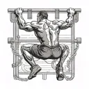 Pull ups workout scene tattoo design idea