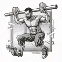 Pull ups workout scene tattoo design idea