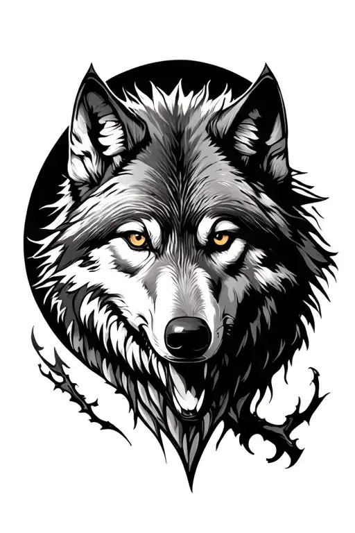 wolf tatoo bitting the arm sleeve tattoo design idea