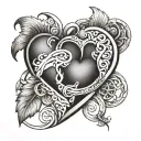 An intricate design featuring two intertwined hearts, symbolizing the unbreakable bond between siblings tattoo design idea