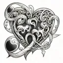 An intricate design featuring two intertwined hearts, symbolizing the unbreakable bond between siblings tattoo design idea