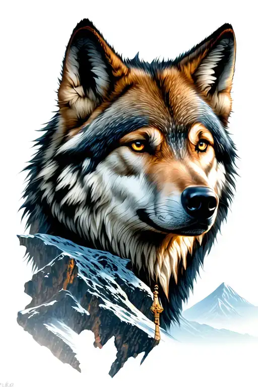 wolf holwing on a mountian top tattoo design idea