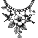 Flower bracelet with hummingbird and cardinal charms.  tattoo design idea
