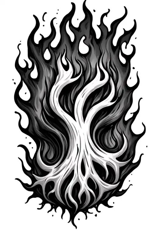 Filler roots forming fire tattoo design idea