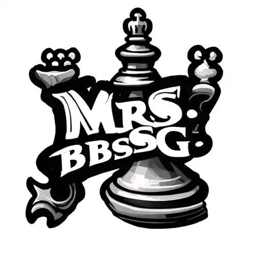 "MRS. BBSG" queen chess piece tattoo design idea