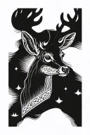 a whitetail deer with a white stocking beanie tattoo design idea
